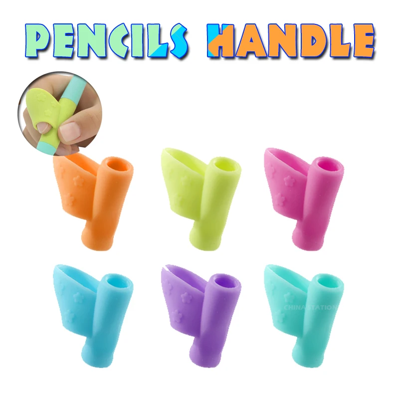 2pcs Handle Color Random Right Hand Helps Children Learn Holding Pen And Writing Posture Correction Magic Fits Pencil Soft