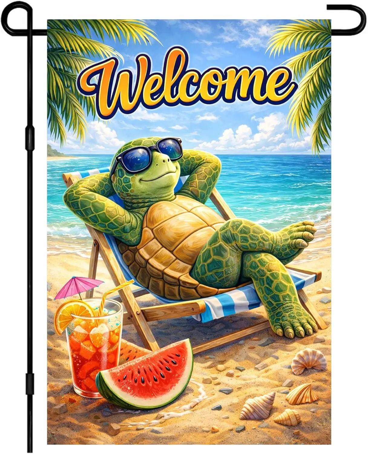 BlissYard Summer Garden Flag Welcome Beach Flag for Outside 12x18 Double Sided Polyester Flags Summer Decorations Sea Turtle jjp
