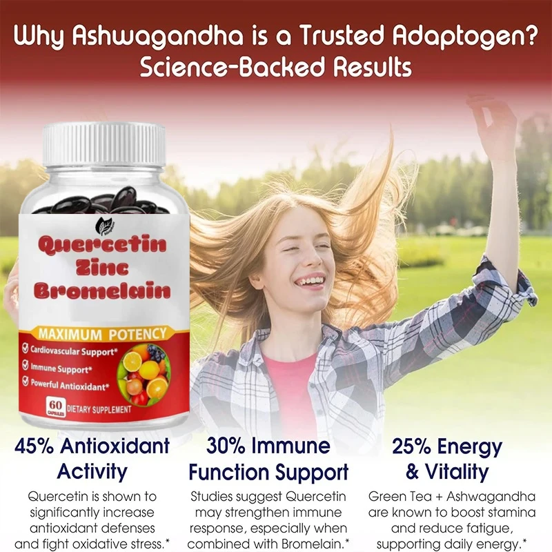 

Quercetin высокой чистоты 98% с бромеляном, 60 капсул, поддерживающая добавка для общественного здоровья и интенсивности энергии