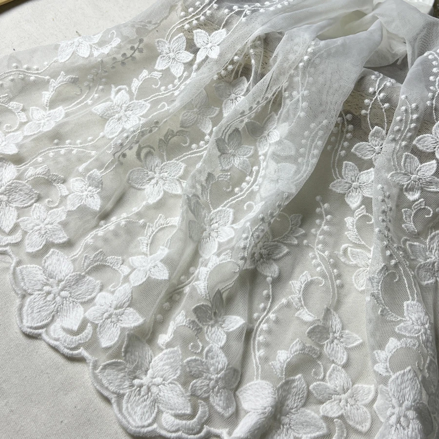 2yards White embroidery lace accessories handmade DIY lace fabric curtain decoration wedding veil material width 36cm X712