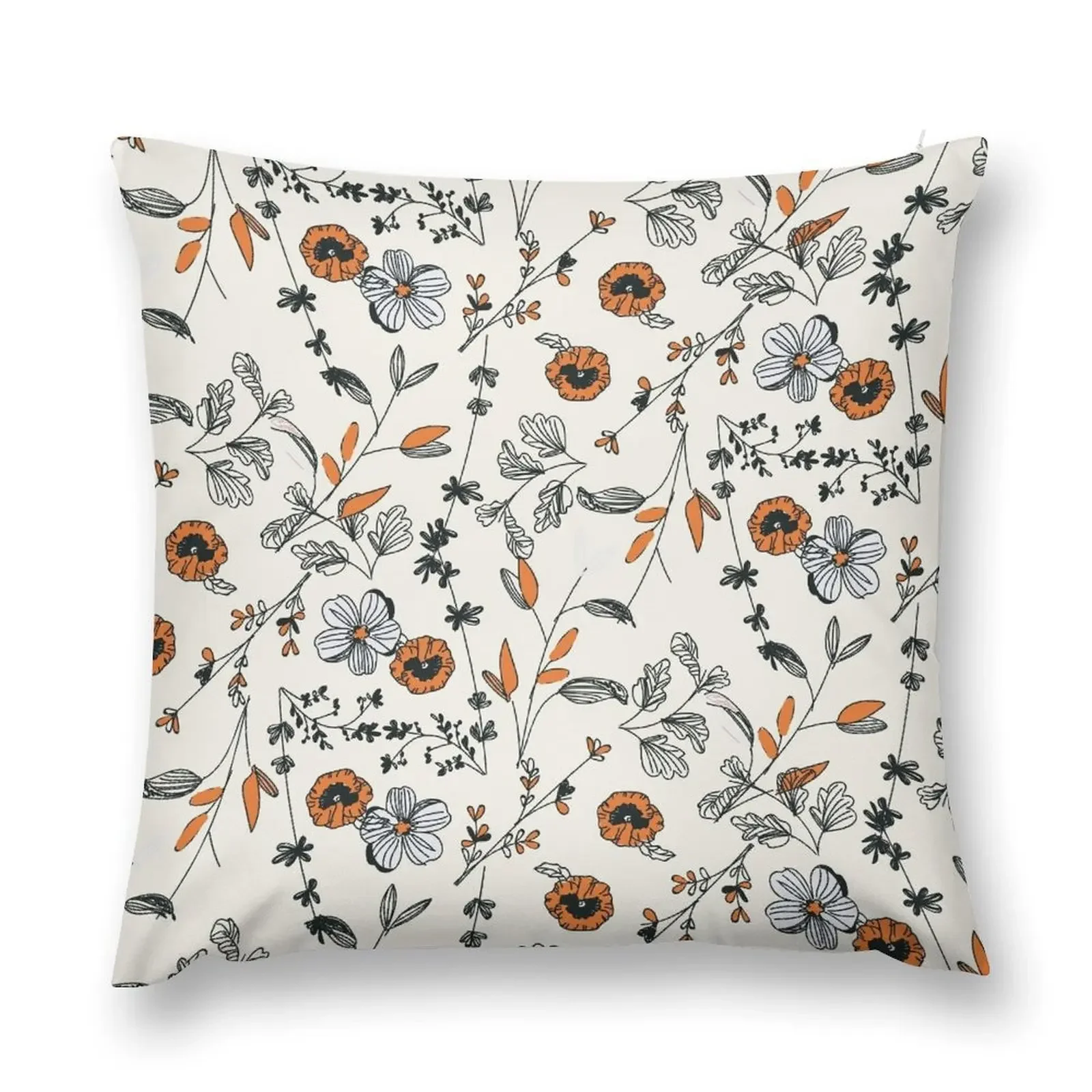 Orange Flower Pattern Throw Pillow Decorative Sofa Cushions Sofa Cushion Sofa Decorative Covers pillow