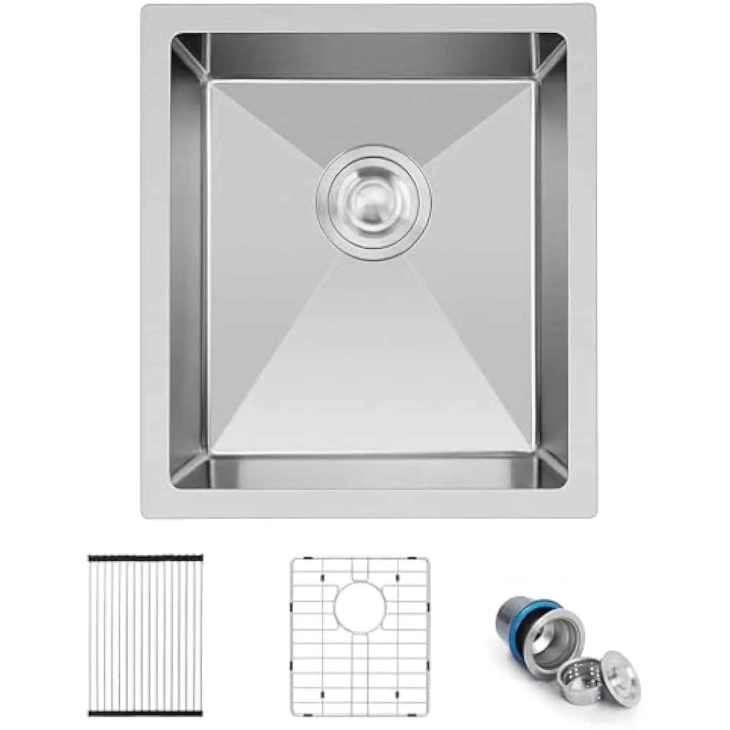 

15×17 Inch Undermount Stainless Steel Kitchen Sink, 9 Deep Small Single Bowl Drop in Sink with Accessories for Rv Home Wet Bar