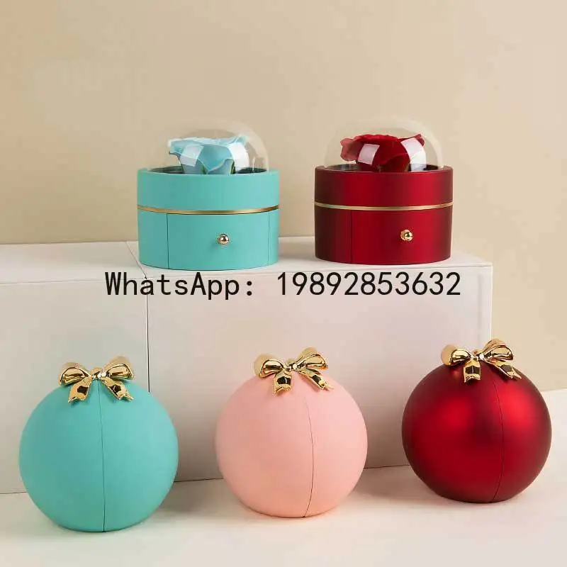 

4-13 new spherical bow magnetic jewelry flower box necklace jewelry box