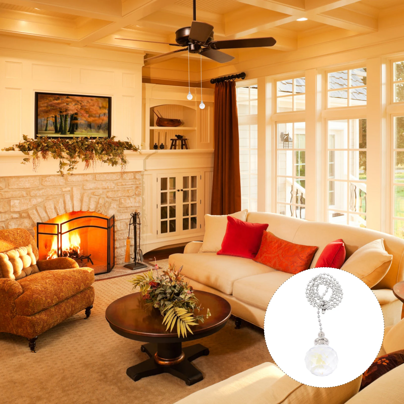 2 قطعة تركيب المصابيح كريستال الكرة معلقة قلادة لمروحة السقف سحب سلسلة تمديد ديكور الغرفة الحديثة #1