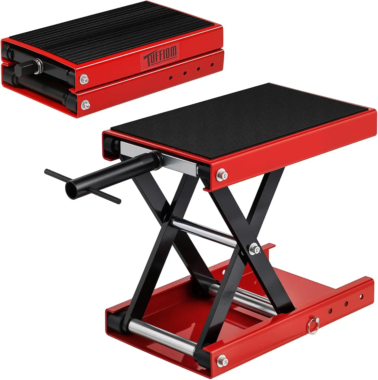 

1100LBS Motorcycle Scissor Lift Jack Height Adjustable with Rubber Top Surface & Safety Pin Foldable Motorcycle Center Stand for