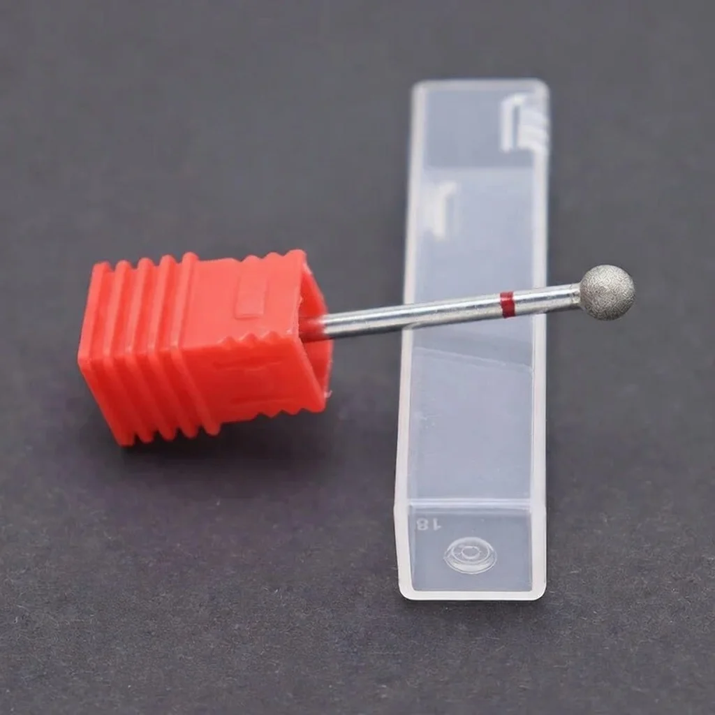 5.0mm Red Ball Nail Drill Bits Best Diamond Burrs Grinding Bits Accesories for Gel Nail Polish Manicure Nails Art Tool Polishing