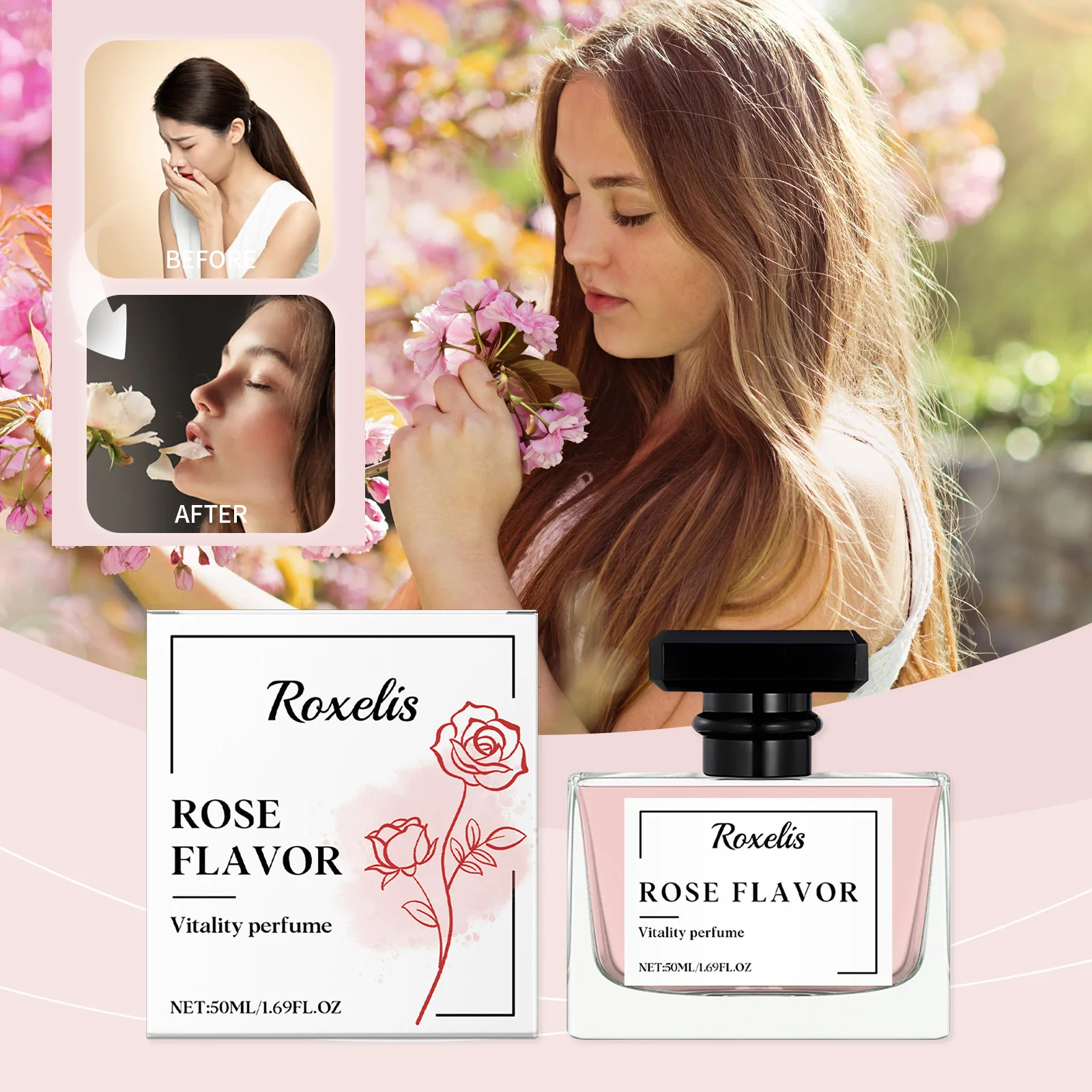 

Rose Charm Perfume Rose Fragrance Mild Ingredients Natural Fresh Lasting Fragrance Elegant Temperament Women's Daily Perfume