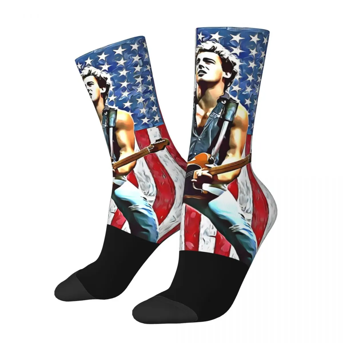 Bruces Springsteen 2024 World Tour Socks Casual Stockings Autumn Anti-Slip Men's Socks Breathable Printed Cycling Socks