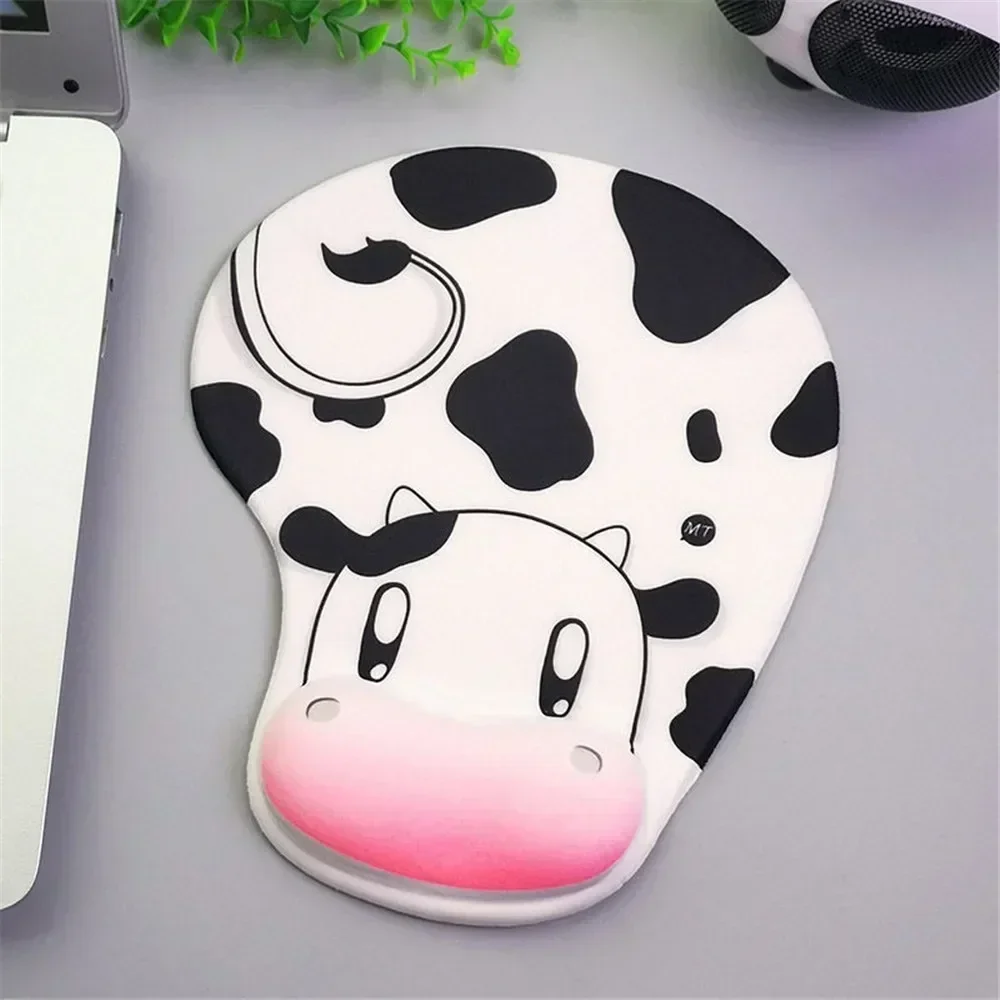 Cartoon Cow Gaming Pad with Wrist Rest Support Comfort Mice Mat Non-flip Soft Ergonomic Mouse Pad for Computer Desk Mat