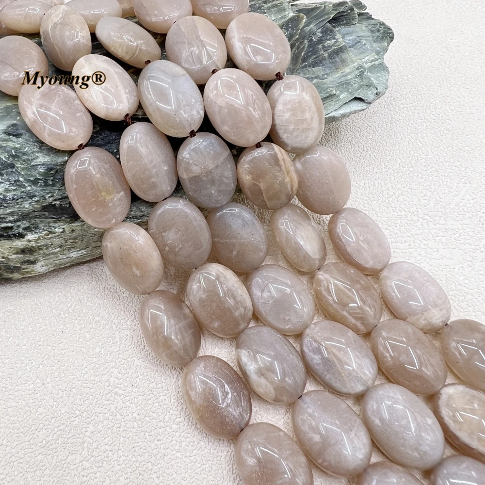 13X18MM Oval Shape Natural Peach Moonstone Sunstone Slice Space Beads For DIY Jewelry Making MY230538