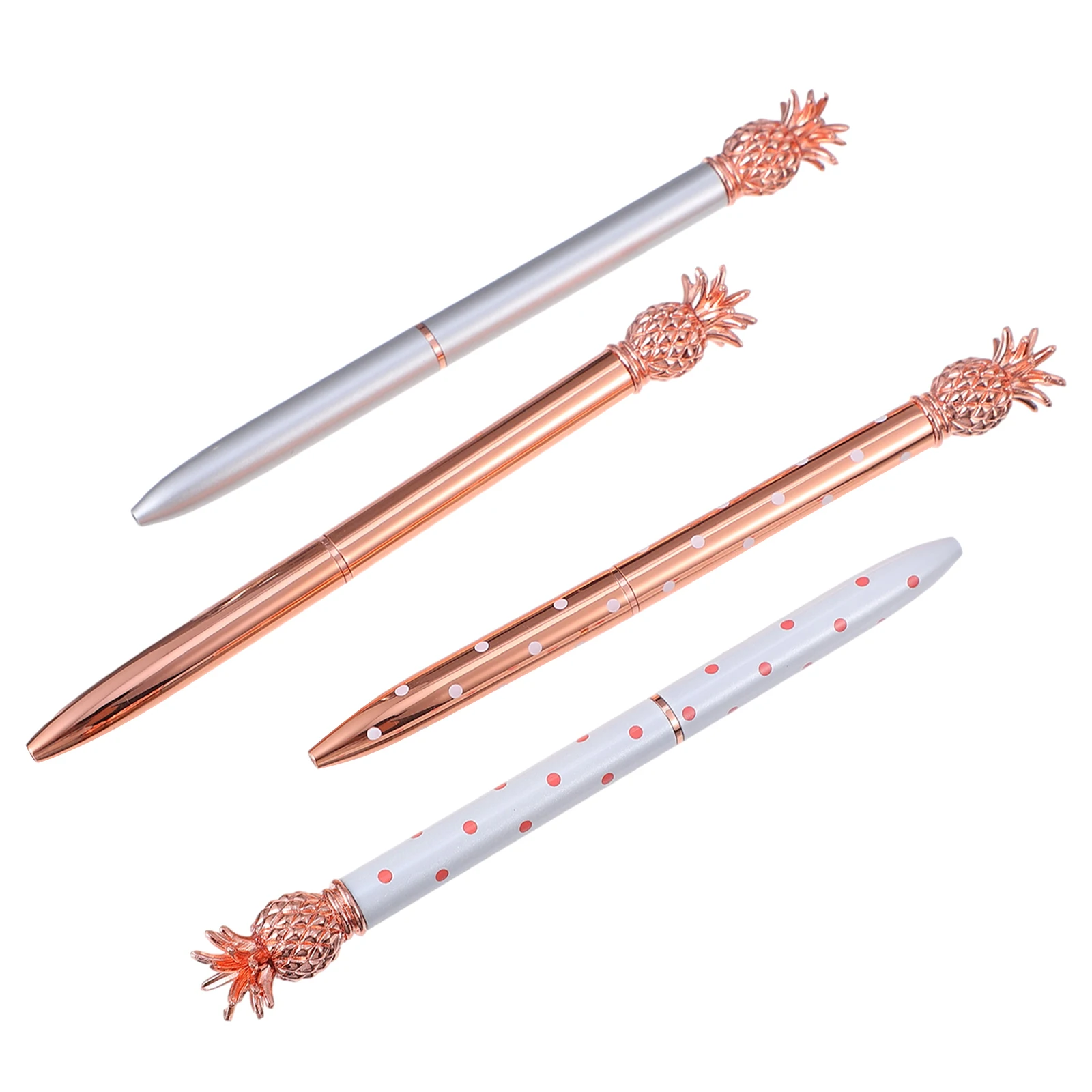 

4Pcs Metal Ballpoint Pens Portable Pineapple Design Writing Pen School Office Stationery Supplies for Students