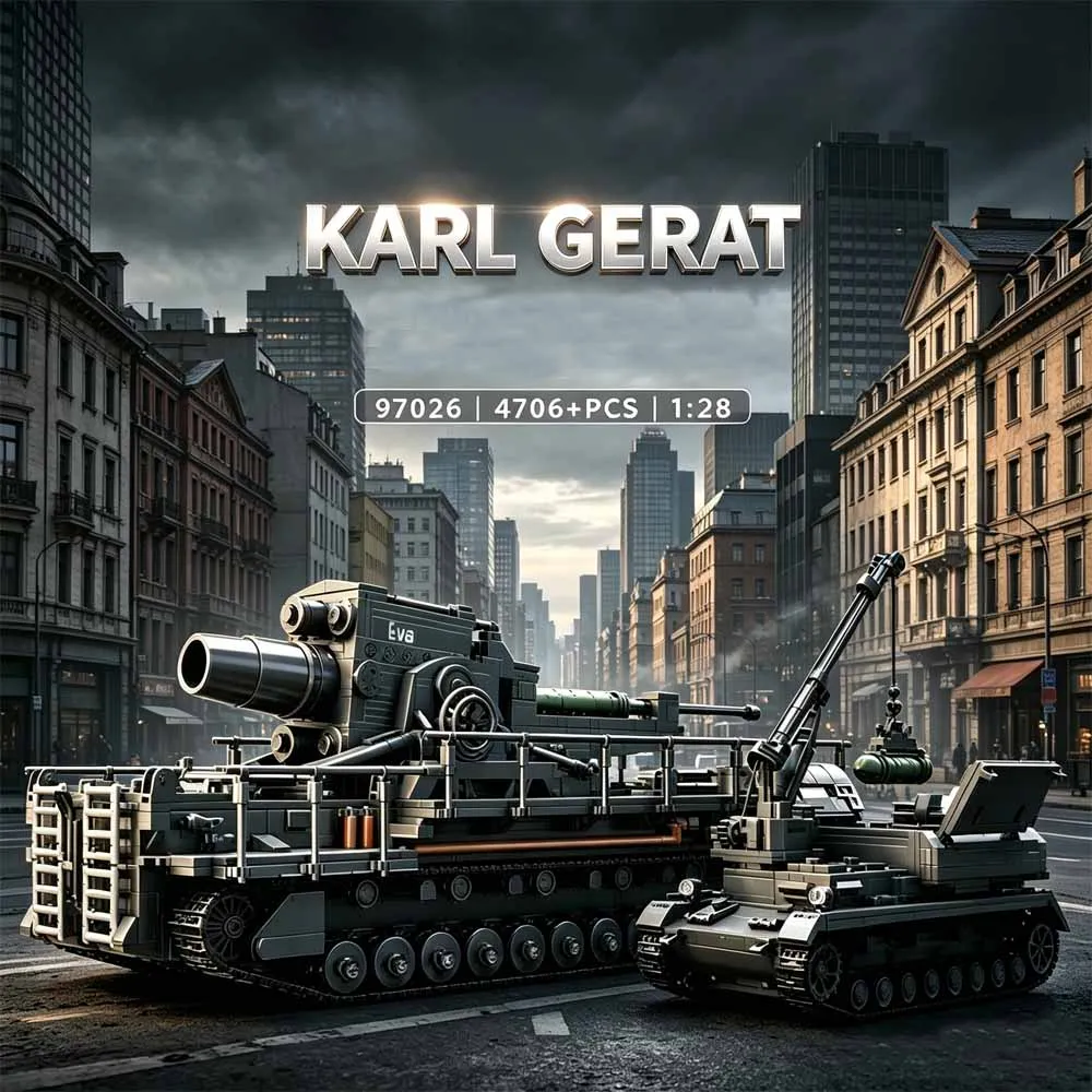 Military World 2 Karl Gerat Self-Propelled Heavy Howitzer Building Blocks Tank Crane Truck Collectible Brick Model Kit 4706pcs