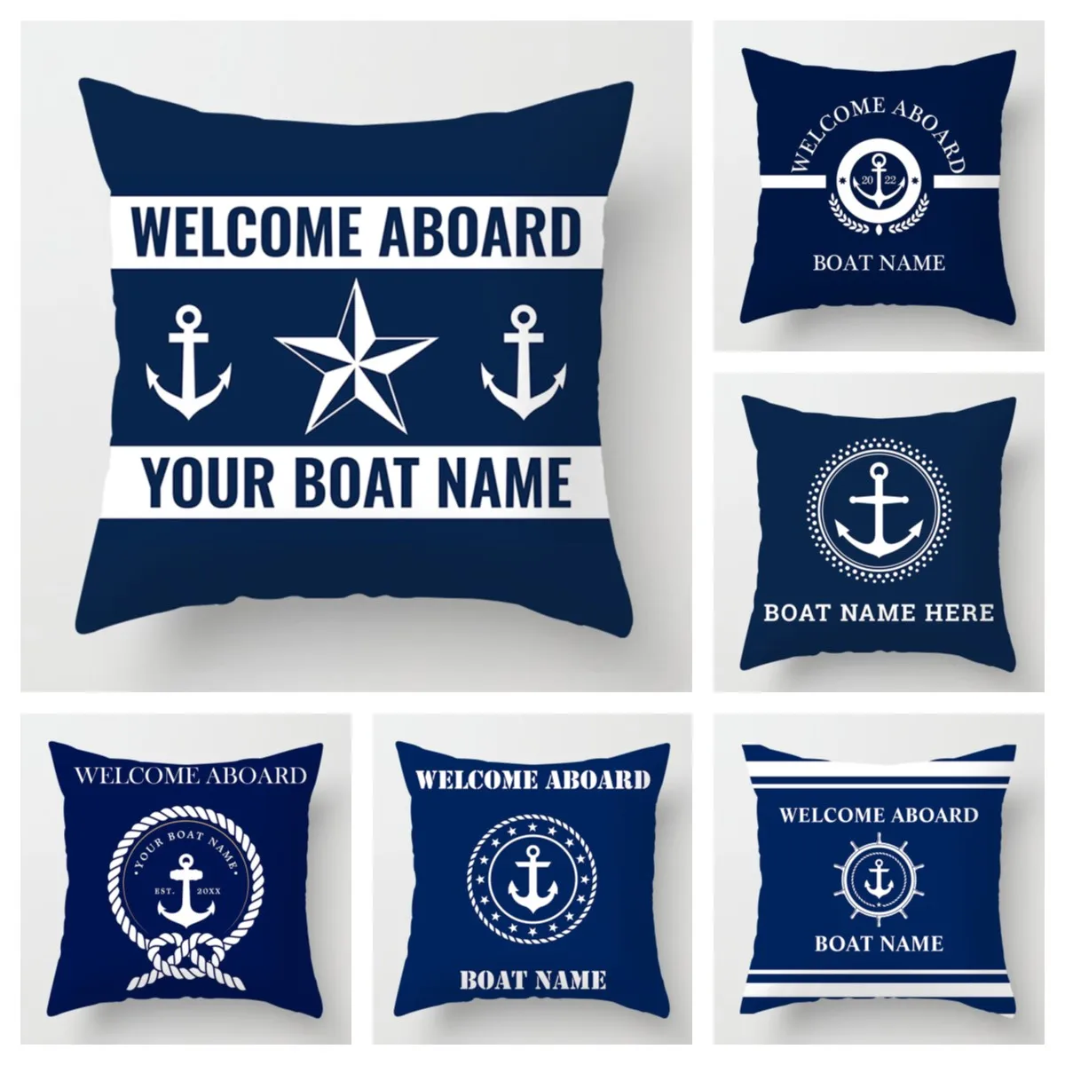 

Dark Blue Nautical Series Pillowcase 50*50 Home Decoration Living Room Sofa Decoration Cushion Cover 40*40 Customizable