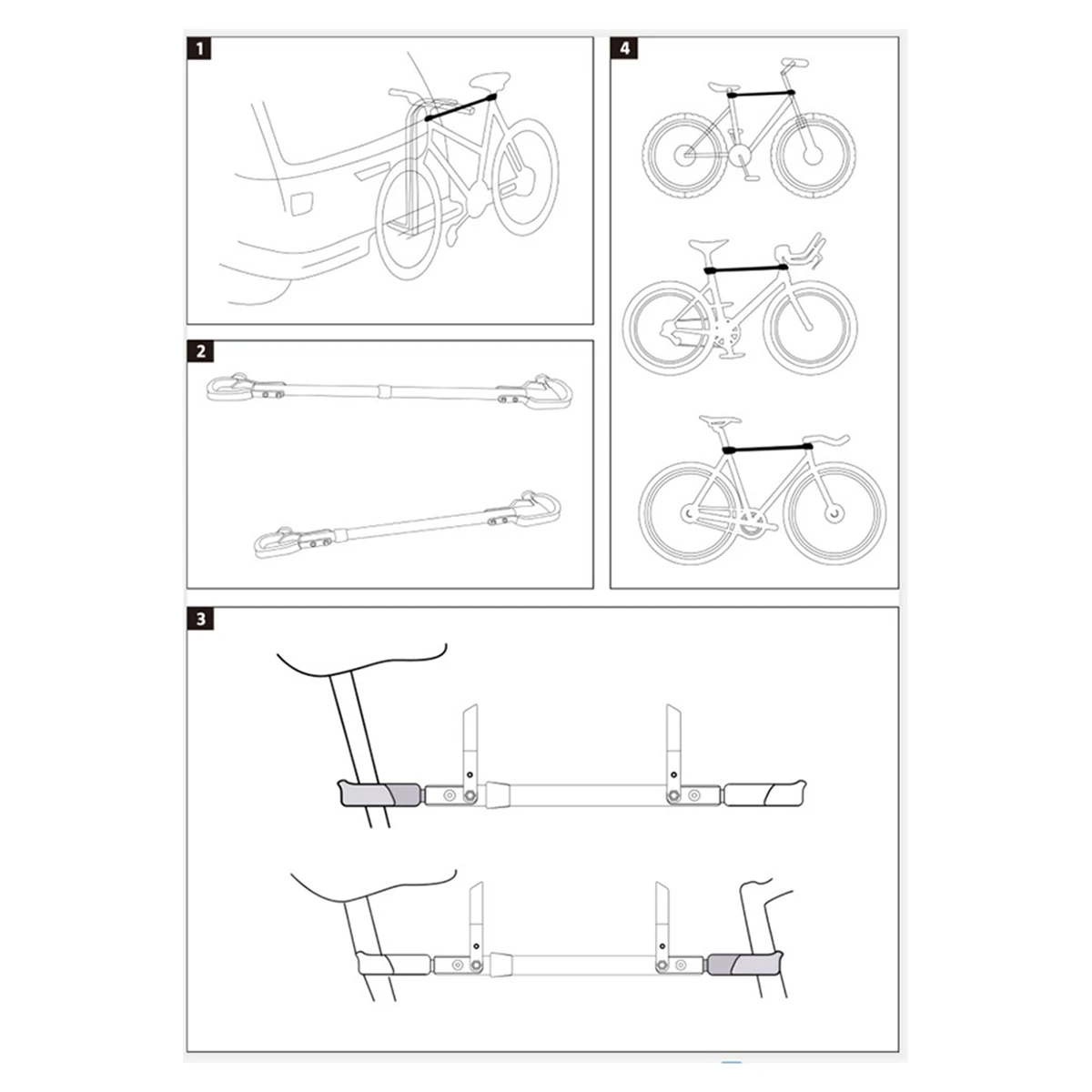 Capacity 30Kg/66Lbs Bike Bicycle Top Tube Cross-Bar Frame Adjustable Adapter for Y-Frame Lady Bike Car