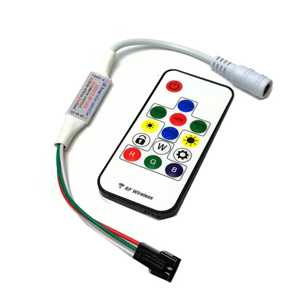 LED Symphony Controller With Wire RF Radio Frequency Remote Control 14 keys 5v-24v Full Color 5050rgb Radio Frequency Controller