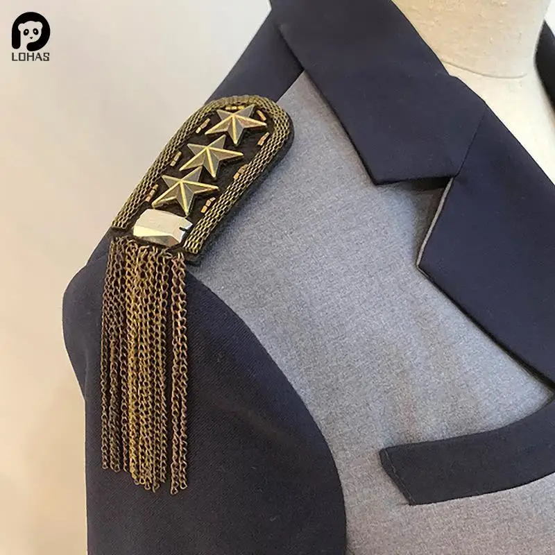 1pc Tassel Handmade Shoulder Jewelry Tassel Rhinestones Epaulettes Clothing Accessories Brooch Epaulet Shoulder Brooches