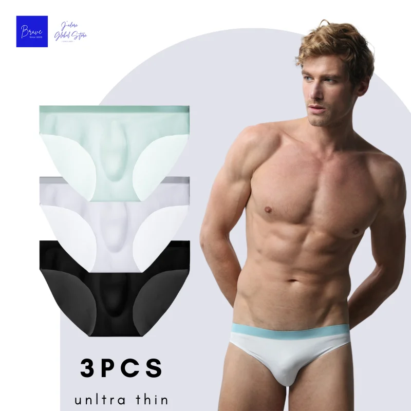 3Pcs/Lot Sexy Seamless Men Underwear Men Boxer Antibacterial Ice Silk Man Underwear Male Boxers Quick Dry Panties Sports Briefs