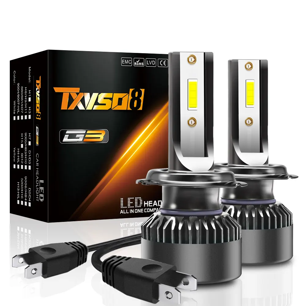 

TXVSO8 2Pcs H7 LED Headlight Bulb 110W 10000LM Car Light with Fans Diode Lights 6000K 360 Degree Fog Light Faros Led Para Auto