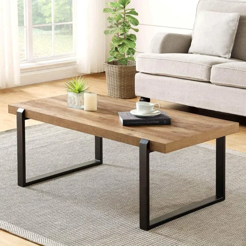 

Rustic Coffee Table, Wood and Metal Industrial Cocktail Table for Living Room, 47 In,Living Room Table, Suitable for Living Room