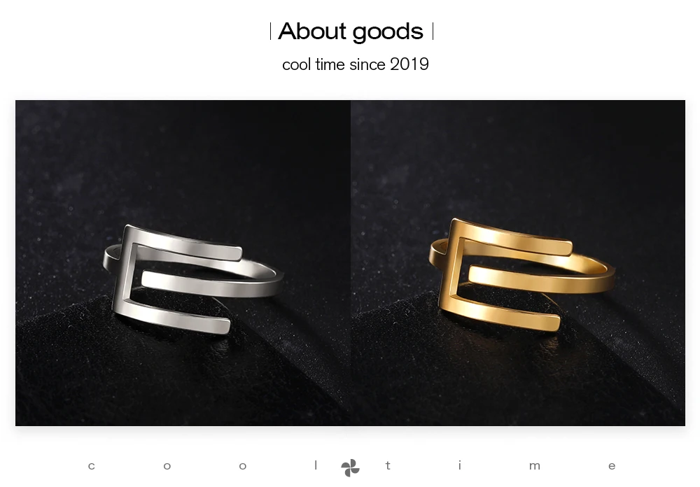 Cooltime geometrische u Form verstellbare Ringe Punk Edelstahl ringe für Frauen Schmuck Geschenk neu in ﻿ – Detail 3