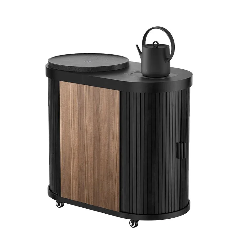Mobile tea table and kettle integrated household light luxury modern high-end Wujinshi design intelligent small tea cart