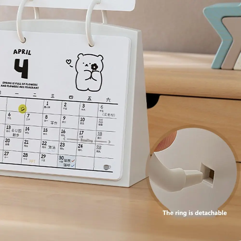 Cute Bear 2026 Calendar Simplicity Year of The Horse Desktop Calendar Multifunctional Cartoon Agenda Organizer Office Desk