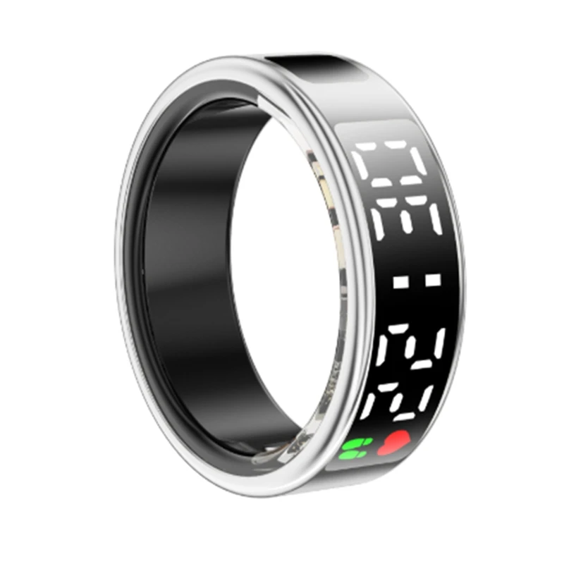 WISH SR08 Smart Ring For Men Women LED Display Screen Heart Rate Blood Oxygen Monitoring Multi Sports Modes 5ATM Waterproof