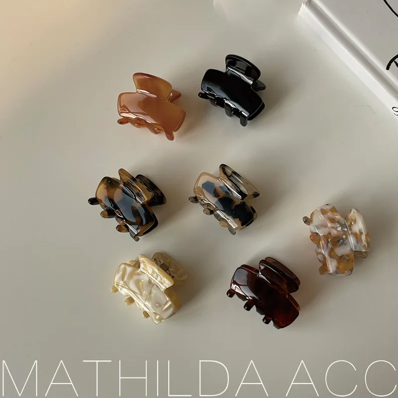 

Mini Snap Clip 1PC Acetate Geometric Design Cute Hair Claw for Girls Flyaways Styling