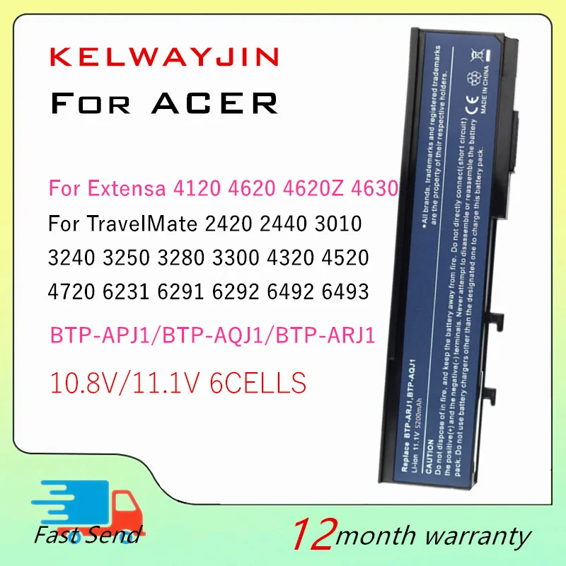 Laptop Battery For Acer Aspire 2420 2920 2920Z 3620 3640 3670 5540 5550 BTP-AMJ1 BTP-ANJ1 BTP-AOJ1 BTP-APJ1 BTP-AQJ1 BTP-ARJ1