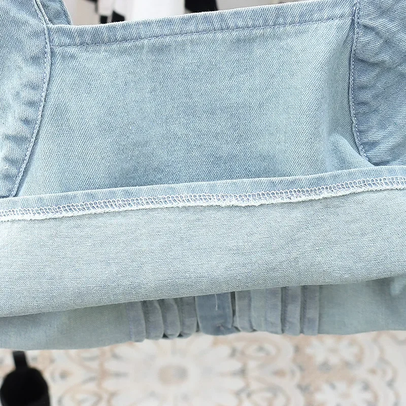 Clothing Kids Girls Summer Korean Fashion Baby Sleeveless Denim Top + Denim Pants Casual 2Pcs Kids Outfit for Girls 1 To 5 Years