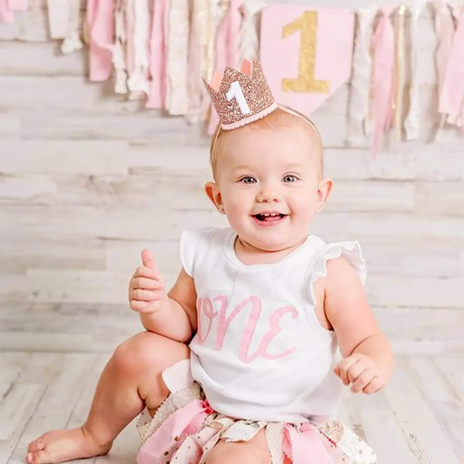 1 Year Old Baby Birthday Crown First 1st Happy Birthday Party Decor Kids Boy Girl Baby Shower Party Decoration Hat Party Supplie