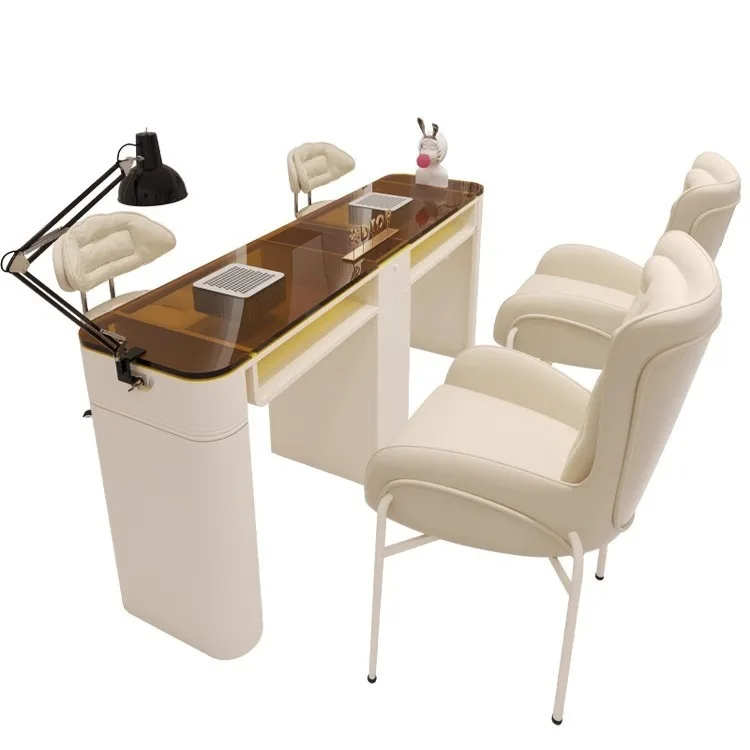 Factory Direct Selling Salon Portable Furniture Manicure Table Wood Metal Beauty Nail Tables Glass Top Manicure Tables