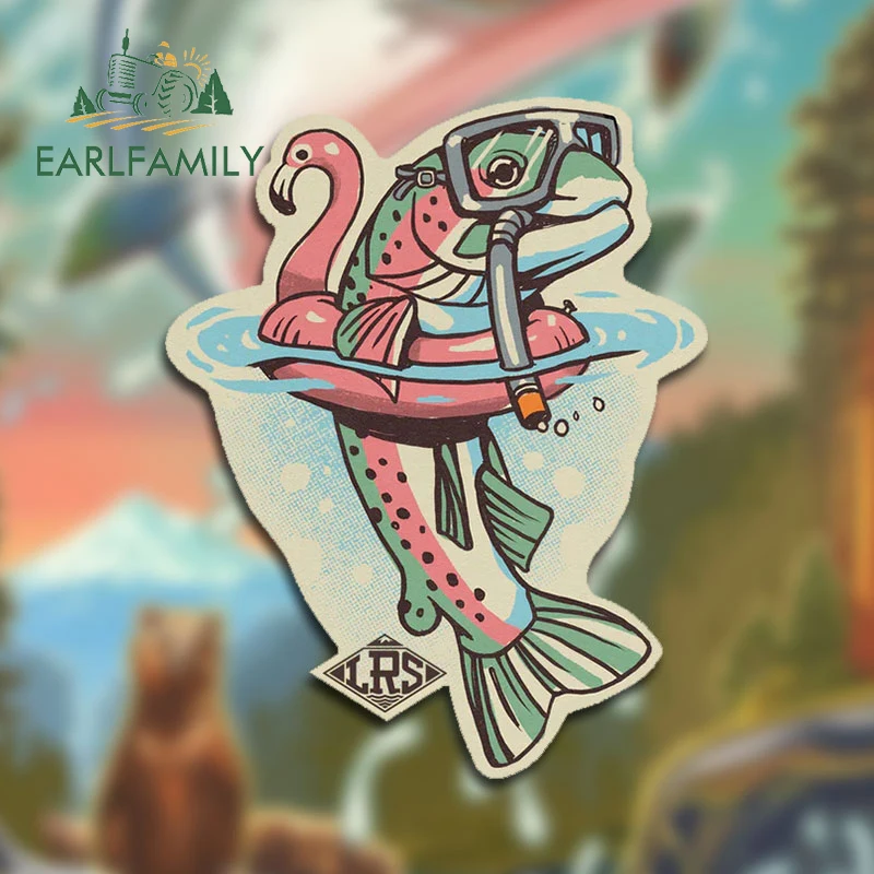 

EARLFAMILY 13cm X 10.3cm for Fishing Diving Funny Car Stickers Waterproof Creative Decals Car Accessories Cute Bumper Laptop