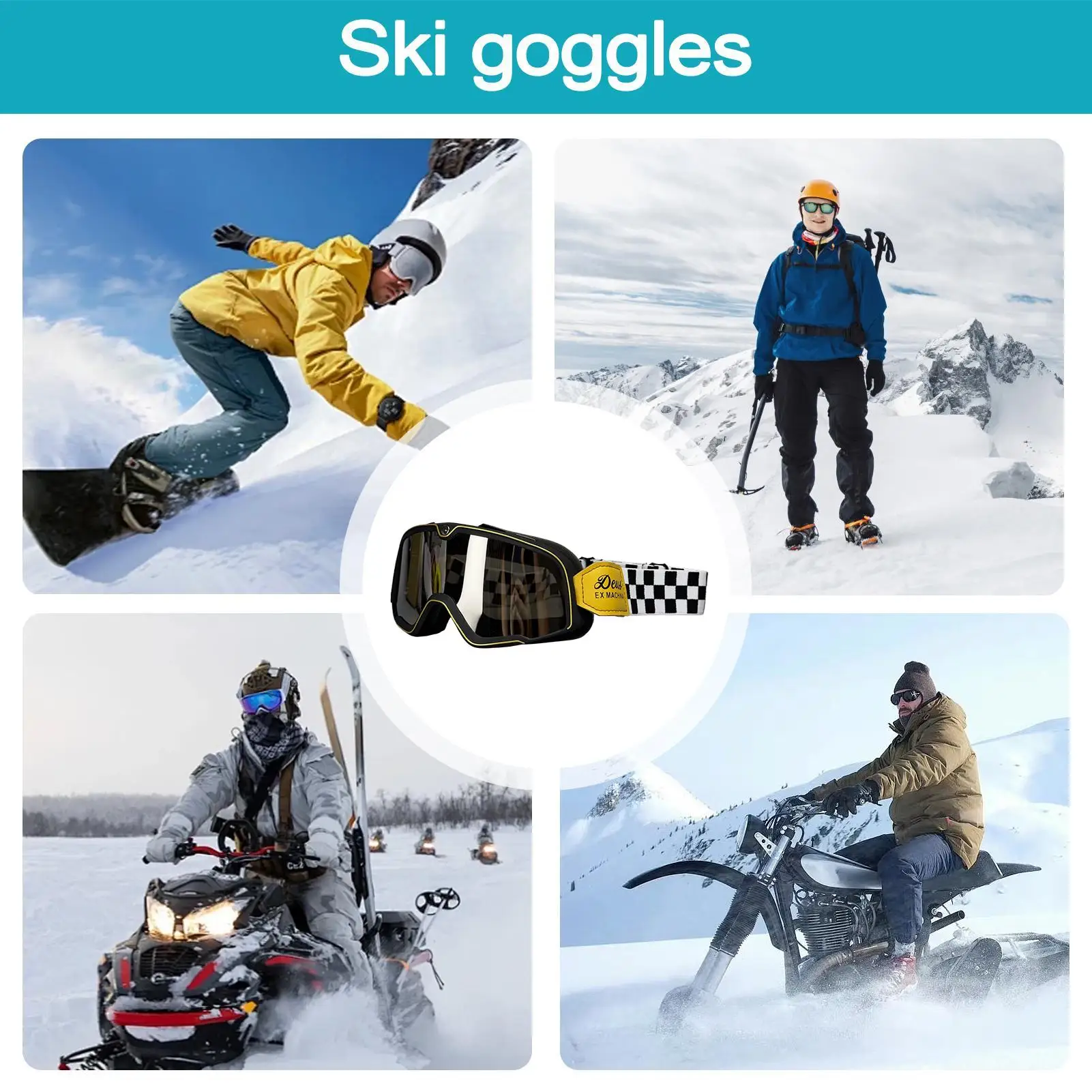 Staubdichte Motorradbrille, Vintage-Staubdichte Rennbrille, ATV-Skibrille, winddichte Dirtbike-Brille, passend für Helm für Erwachsene – Detail 5