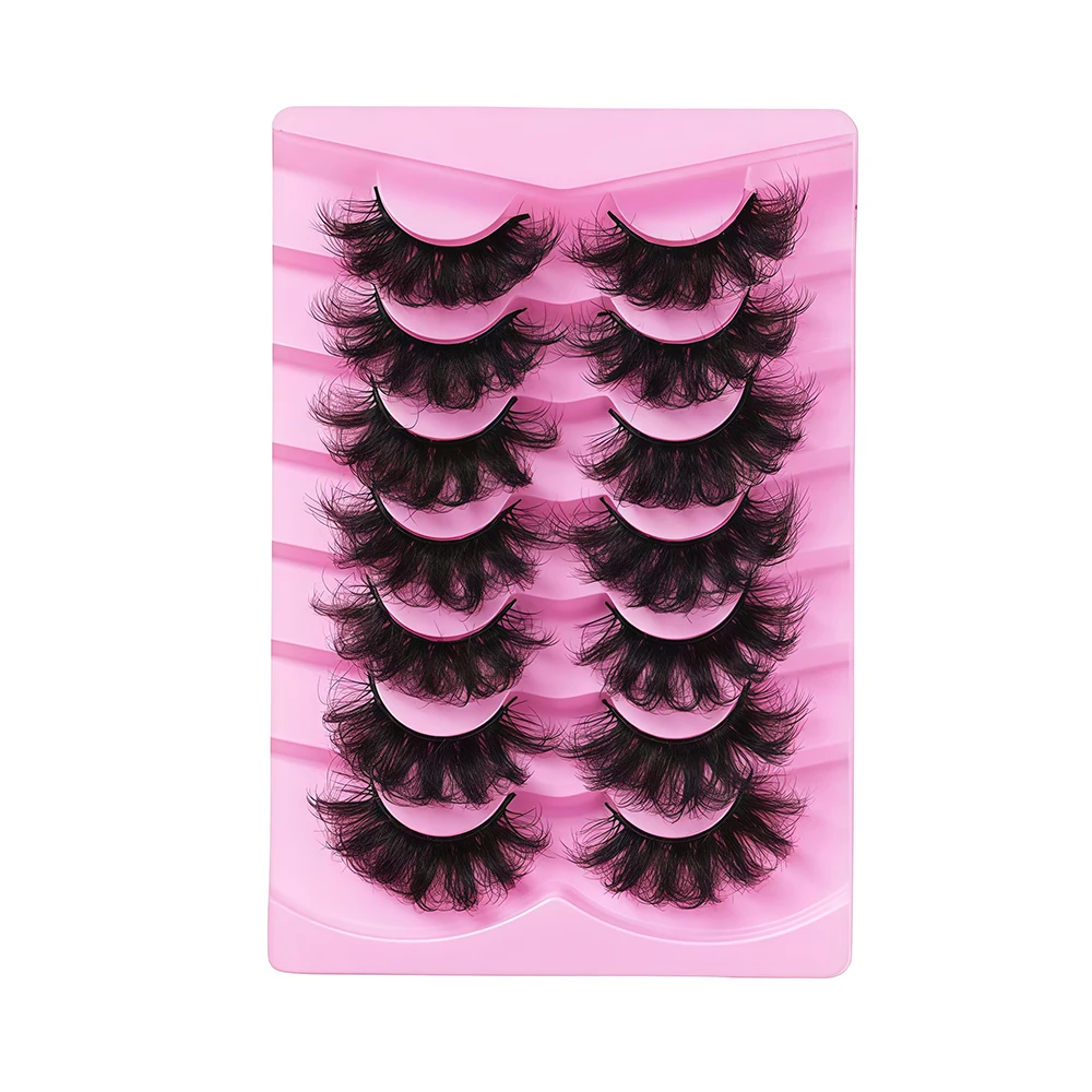 7 pares de pestañas postizas 5D exageradas europeas y americanas extendidas de 25 cm de grosor, desordenadas, rizadas y esponjosas