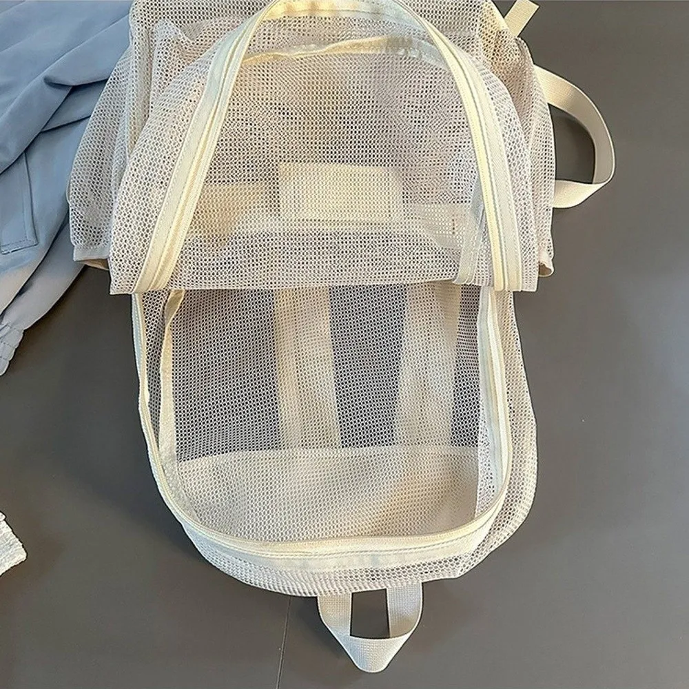 Breathable Mesh Mesh Backpack Multi Pockets Double Straps Bookbag Lightweight High Capacity Transparent Backpack
