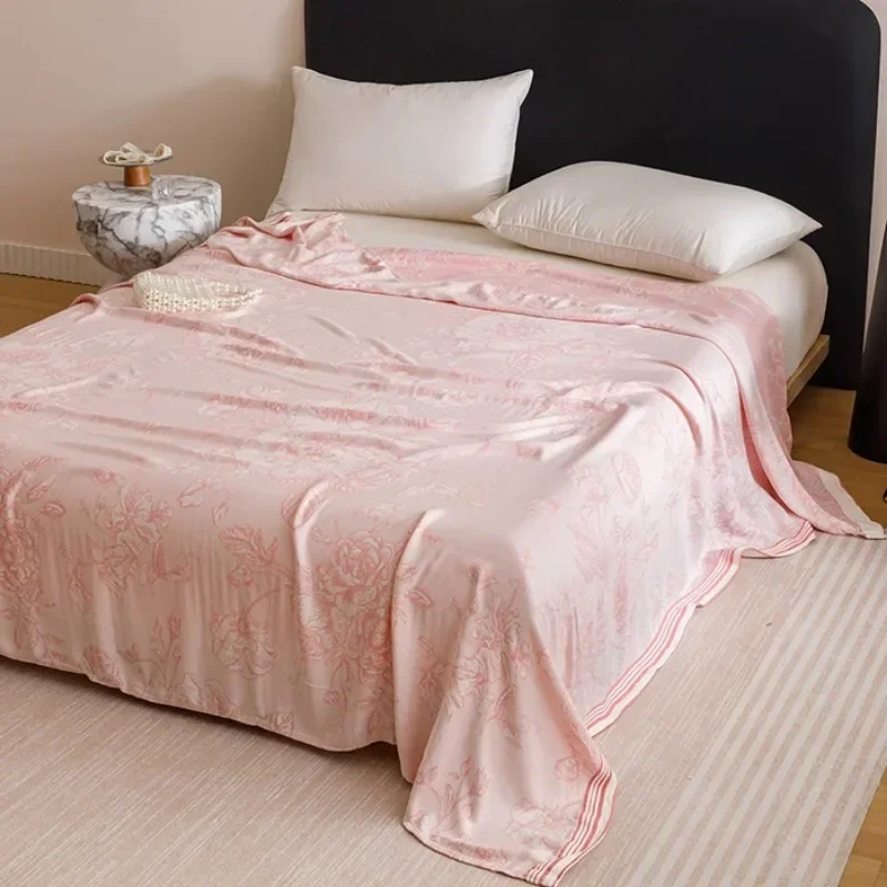 2025 New Smooth Bamboo Fiber Jacquard Multifunctional Double-layer Gauze Cold Blanket Towel Quilt