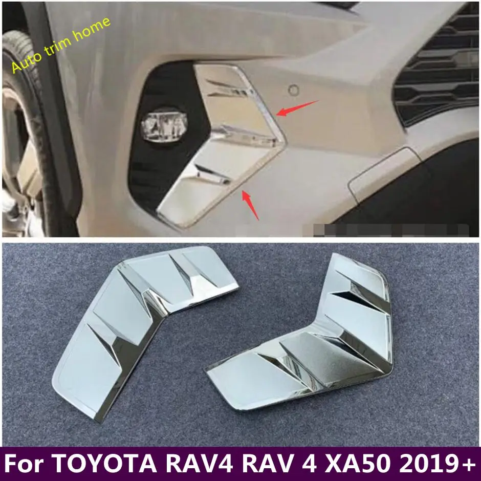 

Front Bumper Fog Light Lamp Eyebrow Stripes Cover Trim Fit For TOYOTA RAV4 RAV 4 XA50 2019 - 2024 Chrome Auto Accessories