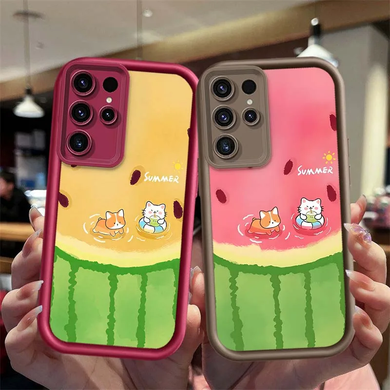 Cartoon Summer Cats For Samsung Galaxy S26 S25 S24 S23 S22 S21 S20 Ultra Plus FE 5G Eye Ladder Phone Case Cover