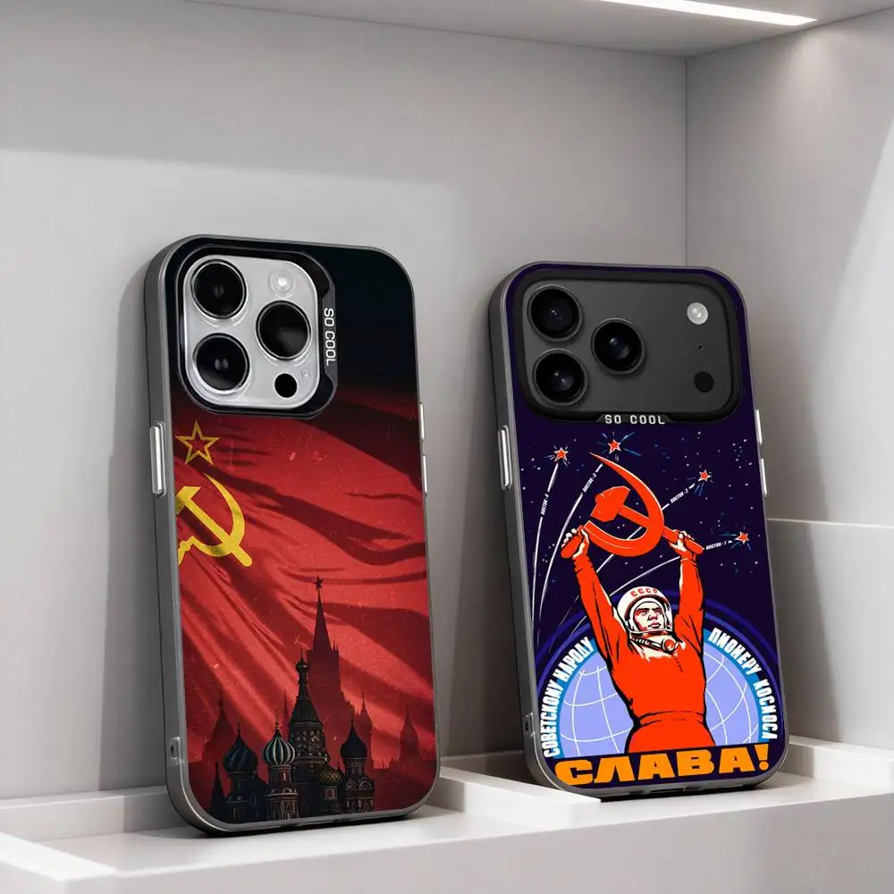 

Red Soviet Union USSR Flag Phone Case For iPhone 11,12,13,14,15,16,17,Pro,Max,Plus,E,Air,Mini IMD Matte Black