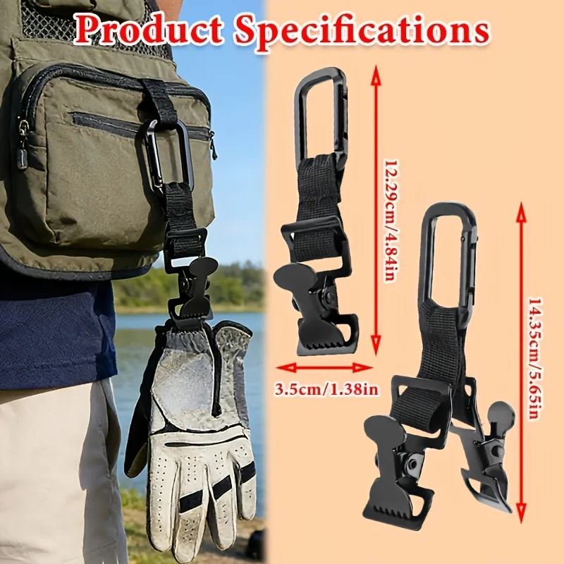 1Pc Heavy Duty Glove Clip, Nylon Webbing with Reinforced Metal Serrated Buckle, Firm Grip for Golf & Warehouse Workers
