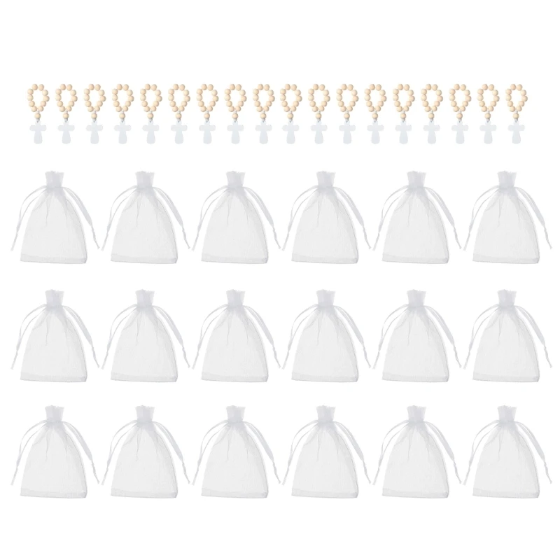 18Pcs Rosary Beads with Mesh Drawstrings Bag for Baptisms First Communions Drop Shipping