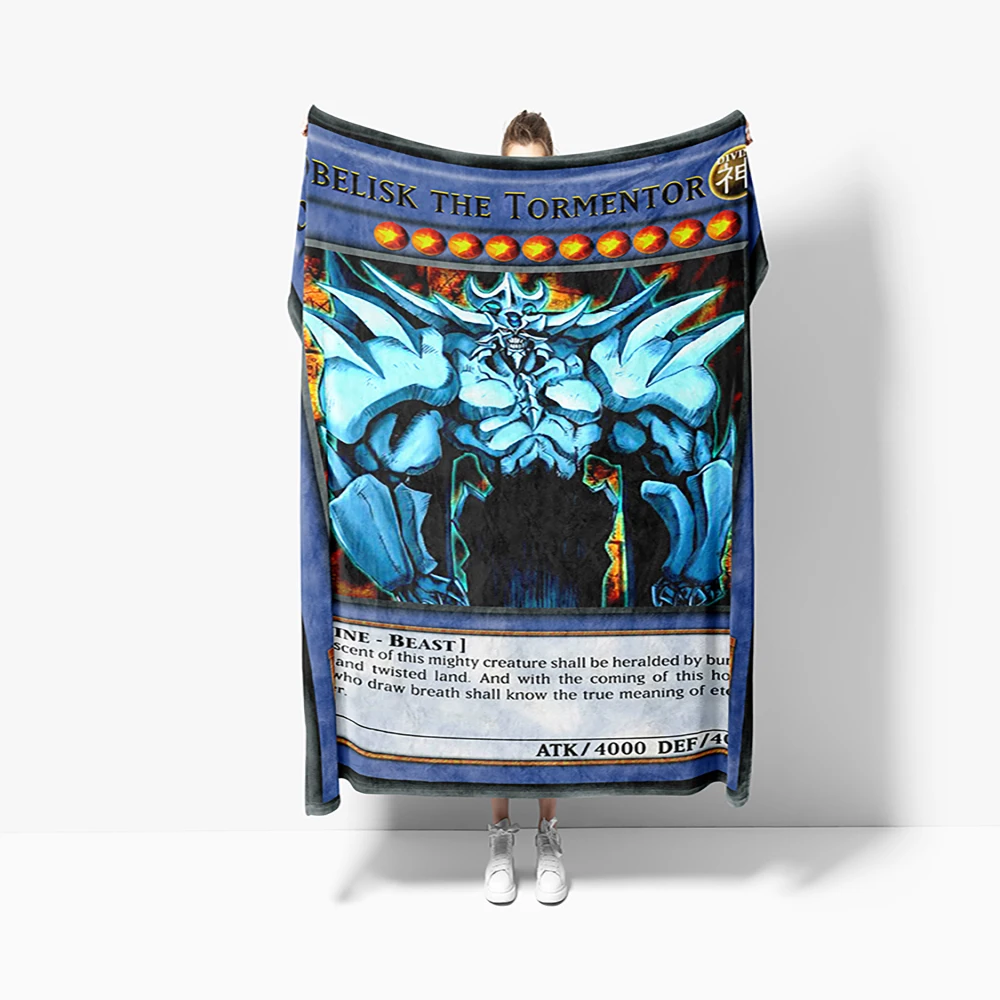 Anime Card Throw Blanket Blue Eyes White Dragon Anime Cartoon Soft Plush Blanket Bedroom Bedspread Home Decor130x150cm