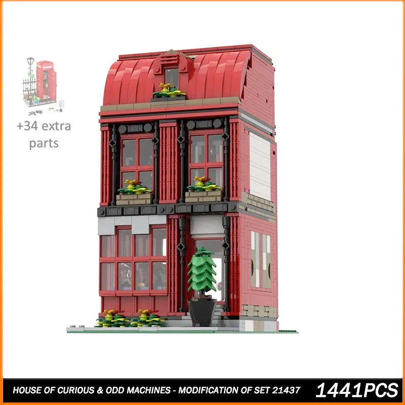 

MOC Street Scape Series Building BlockHouse of Curious & Odd Machines Model Brick Particle Creative Gifts Xmas Gifts 1441PCS