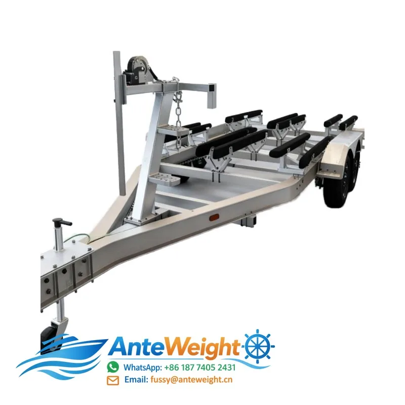 Allhouse Boat Durable Aluminum Boat Trailer Single Axle Marine Grade Chassis 500kg Max Payload Easy Loading Bunk System for Boat