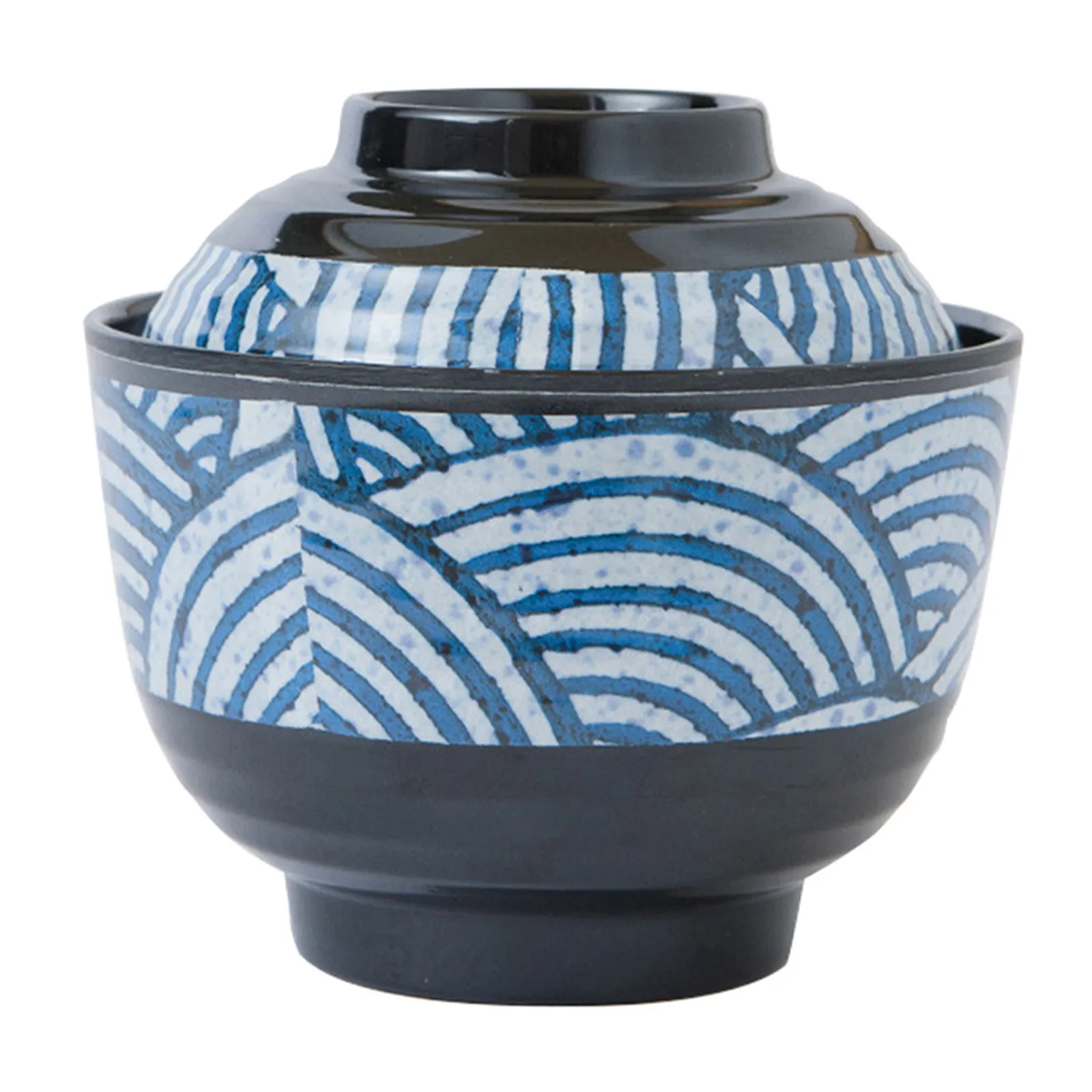 Tazón de sopa Miso de estilo japonés con tapa, tazón de Ramen, imitación de porcelana gruesa, resistente al calor, resistente a caídas, suministros de cocina, 1 ud.