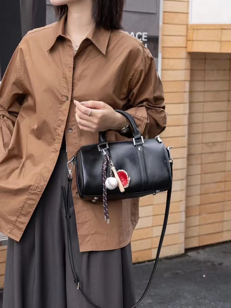 

Женская сумка из воловьей кожи с верхним слоем, новинка 2024, большая сумка Capaci Faion, универсальная сумка из натуральной кожи Boston, сумка-подушка