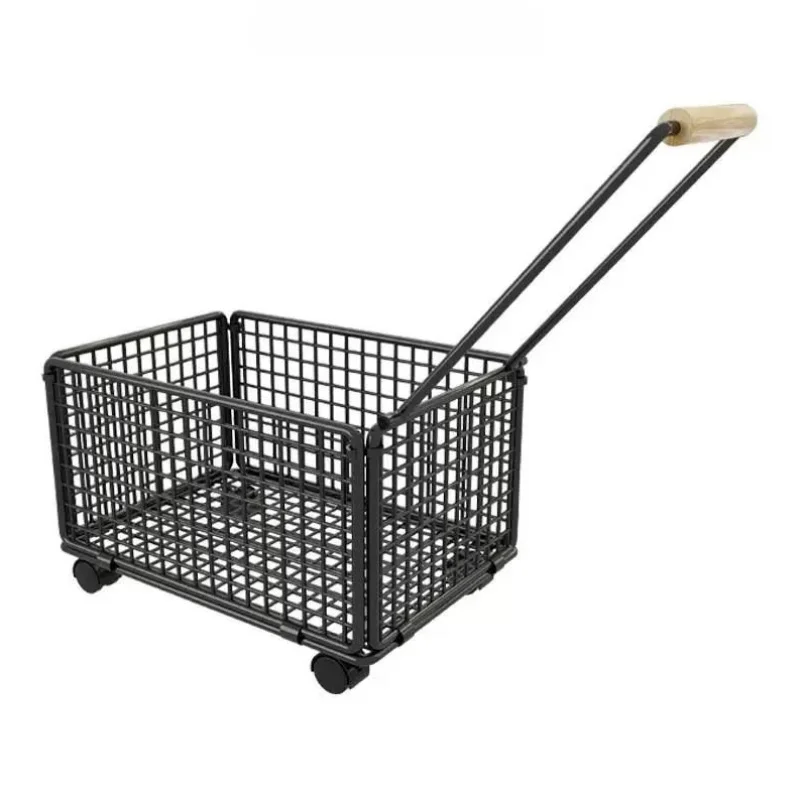 

Thickened Portable Hand-Dragged Shopping Cart Vegetable Buying Little Trolley with Wheels Home Use Storage Organizer