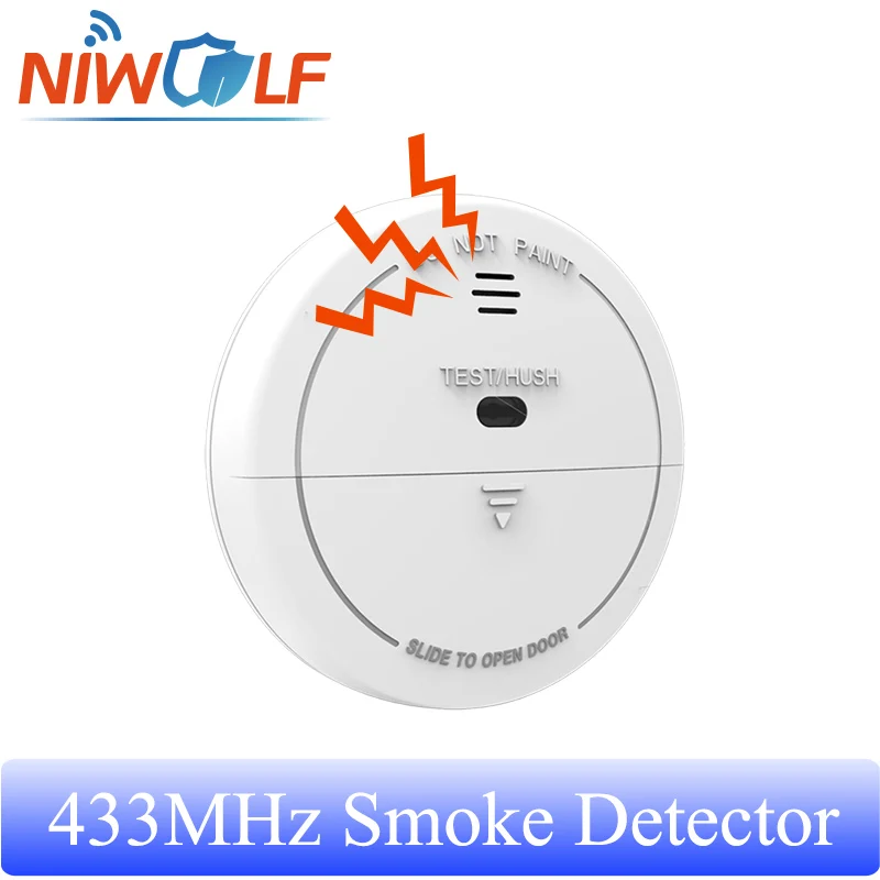 Detector de fumaça sem fio 433mhz sensor incêndio fotoelétrico 80db som inteligente segurança em casa alarme independente