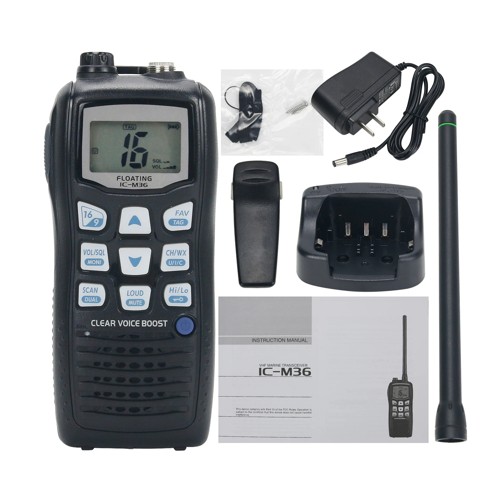 IC-M36 6W 10KM VHF Marine Transceiver IPX7 Floating Walkie Talkie Handheld Transceiver